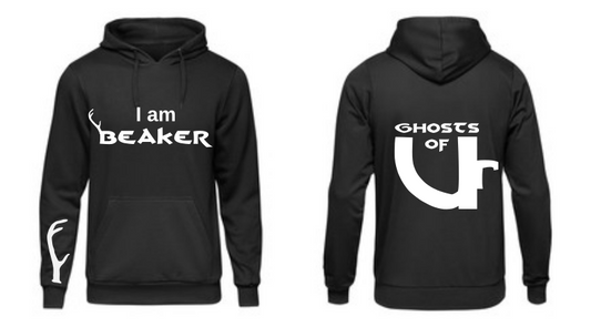 Black "I am Beaker" Hooded Sweater with Printed Sleeve